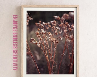 Moody Autumn Wildflower Photography Print: Botanical Wall Art (Instant Download)