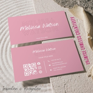 Playful Pink Business Card Template – Urban Monogram Style – Modern Editable Branding Card – Digital And Printable – Instant Download