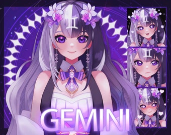 Live2d Vtuber Model para uso comercial! Gemini, a Vtuber do Zodíaco (Pronto para uso) - Modelo Vtuber de Meio Corpo