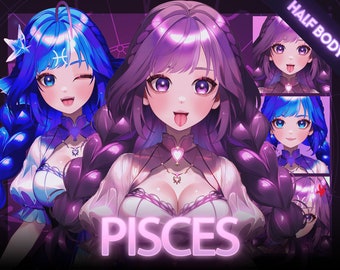 Semi Customizable Live2d Vtuber Model! Pisces the Zodiac Vtuber (Ready to Use) -  |Half Body| Vtuber Model