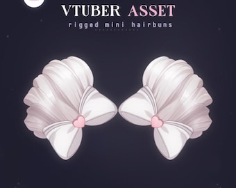 Rigged Vtuber Asset - Mini Buns with Bow Accessory + 5 Preset Colors!