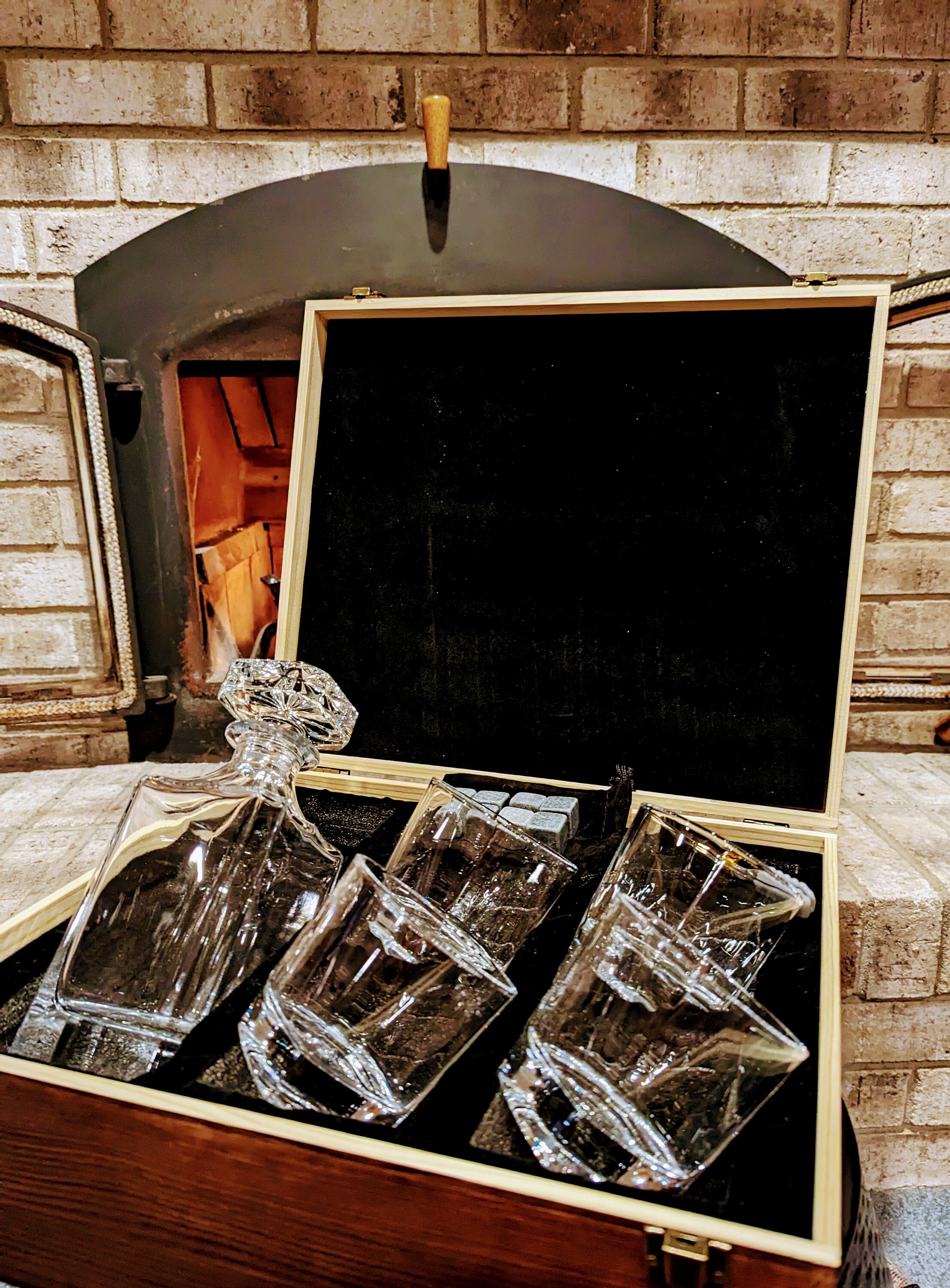 Personalized Whiskey Box Set With Decanter, 4 Glasses, Rocks, and Tongs ...