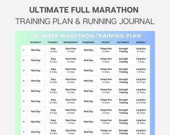 16-Week Marathon Training Plan and Journal Run Faster and Stronger with  Expert Guidance and Motivation Comprehensive Running Log