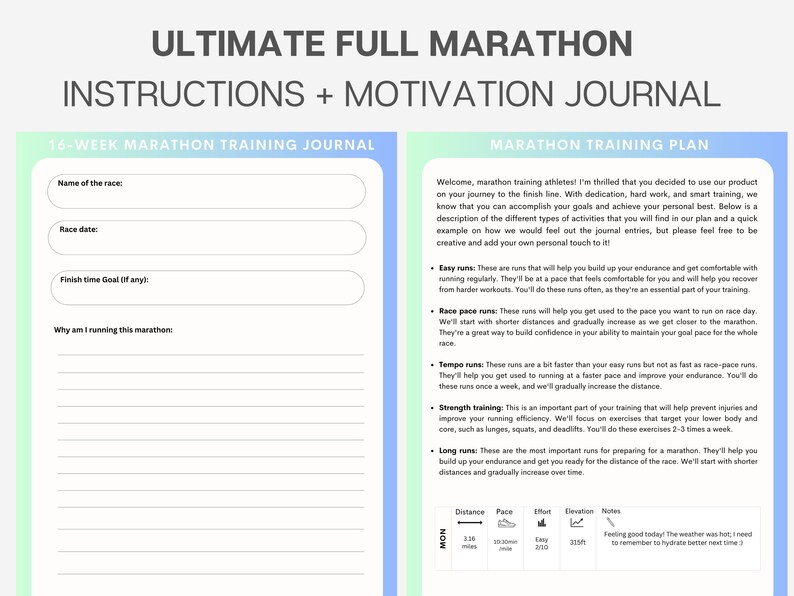 16-week Marathon Training Plan and Journal Run Faster and Stronger With Expert Guidance and 