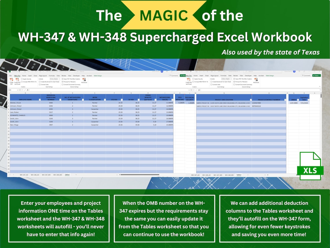 Automated WH-347/348 Davis-bacon EXCEL Payroll Template With 167 ...