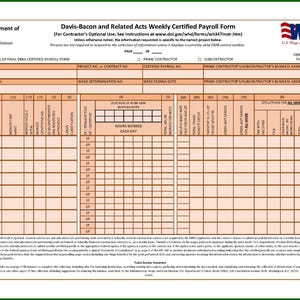 WH-347 & WH-348 Federal Certified Payroll Forms - 164 Autofill Fields - EXCEL Workbook | Also used for many individual states