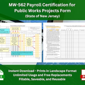 MW-562 Payroll Certification for Public Works Projects in New Jersey (rev. 06/2023) - supercharged EXCEL & PDF forms