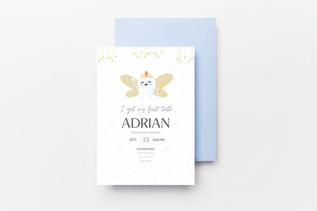 First Tooth Party Invitation, Tooth Fairy Party Invitation, Editable ...