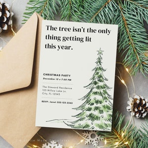 Funny Christmas Party Invitation Template: Cocktails & Carols (Canva Editable, Printable Digital Download)