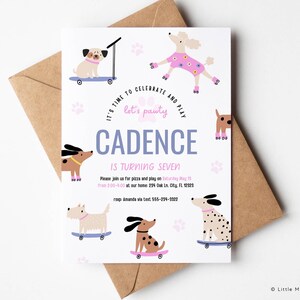 Cute Dog Birthday Party Invitation for Canva,  Editable puppy birthday invite, puppy dog  Birthday Party INSTANT DOWNLOAD