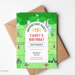 Adventure Birthday Invitation for Canva, Climbing Party Invitation, Obstacle Course Party Invitation, Rock Climbing Editable Invitation