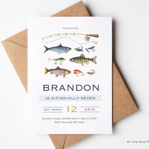 Fly Fishing Birthday Invitation for Canva,  Fishing Birthday Invite, Editable Fishing Invitation, Printable boys fishing invitation download