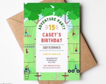 Adventure Birthday Invitation for Canva, Climbing Party Invitation, Obstacle Course Party Invitation, Rock Climbing Editable Invitation