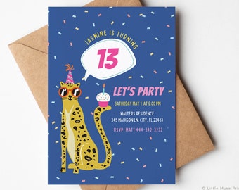 Cheetah Birthday Party Invitation: Editable Animal Print Invite (Canva Template)