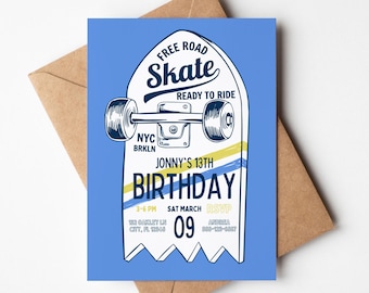 Skateboard Birthday Invitation: Editable Skate Party Invite (Canva Download)