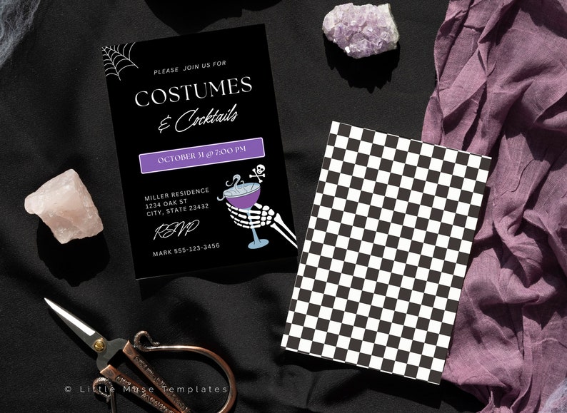 Adult Halloween Party Invite, Costumes and Cocktails Party Invitation