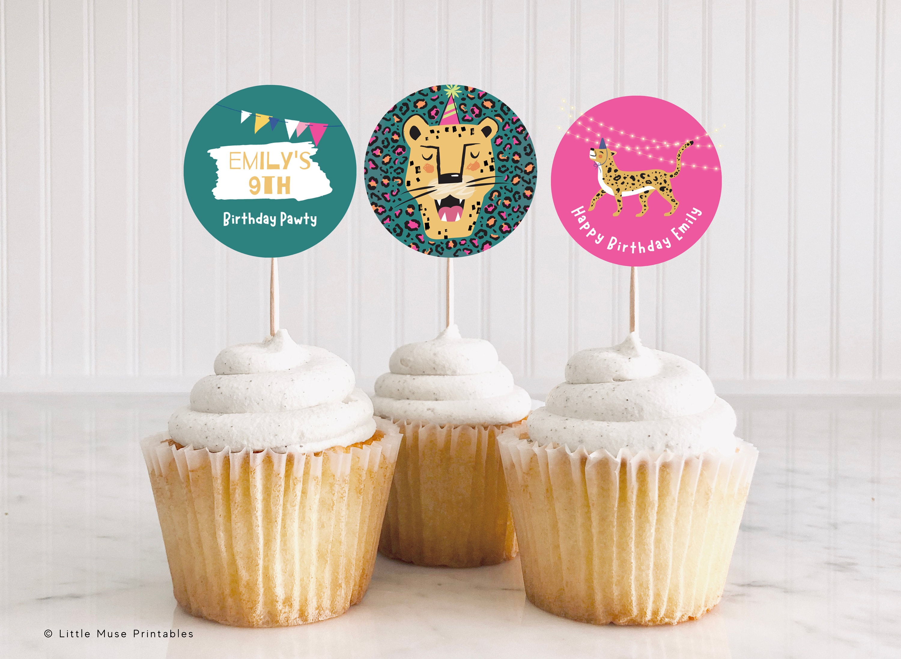 Printable Cheetah Cupcake Toppers for Canva, Animal Print Cupcake ...