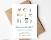 Art Party Invitation Template: Editable Birthday Invite (Canva)