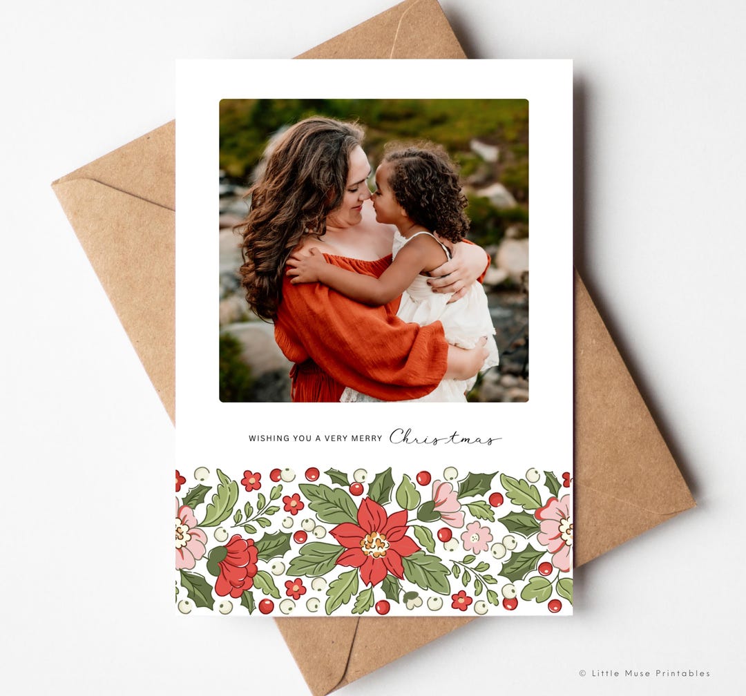 Family Christmas Card Template: Editable Canva Photo Card 5x7 (digital ...