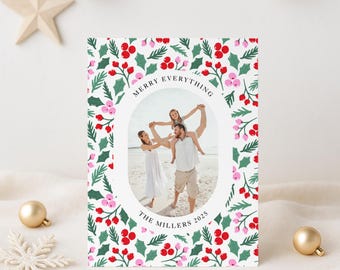 Bearbeitbare Familien-Weihnachtsfotokartenvorlage: 5x7 (Digital Download)