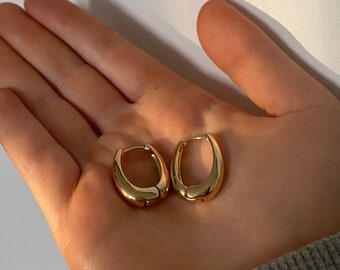 Thick Gold Hoop Earrings, Gold Earrings, Minimalist Gold Earrings, Chunky Gold Earrings, Gold Chunky Earrings