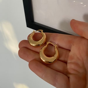 Chunky Gold Hoop Earrings, Thick Gold Hoop Earrings, Thick Gold Hoops, Minimalist Gold Hoop Earrings, Cute Gold Hoop Earrings image 1