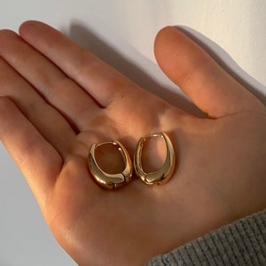 Thick Gold Hoop Earrings, Gold Earrings, Minimalist Gold Earrings, Chunky Gold Earrings, Gold Chunky Earrings