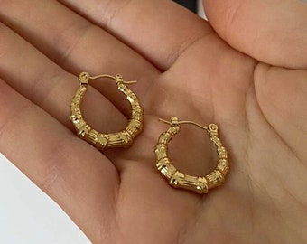 Pendientes de aro de oro grueso, pendientes de aro de oro grueso, aros de oro gruesos, pendientes de aro de oro minimalistas, pendientes de aro de oro lindos