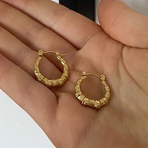 Chunky Gold Hoop Earrings, Thick Gold Hoop Earrings, Thick Gold Hoops, Minimalist Gold Hoop Earrings, Cute Gold Hoop Earrings