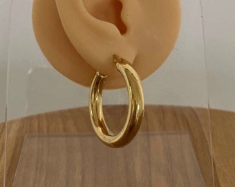 Pendientes de aro de oro grueso, pendientes de aro de oro grueso, aros de oro gruesos, pendientes de aro de oro minimalistas, pendientes de aro de oro lindos