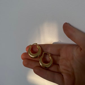 Chunky Gold Hoop Earrings, Thick Gold Hoop Earrings, Thick Gold Hoops, Minimalist Gold Hoop Earrings, Cute Gold Hoop Earrings image 3