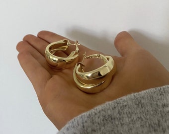 Thick Gold Hoop Earrings, Chunky Gold Hoop Earrings, Minimalist Chunky Gold Earrings, Chunky Hoop Earrings, Gold Earrings, Chunky Hoops