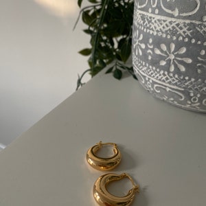 Chunky Gold Hoop Earrings, Thick Gold Hoop Earrings, Thick Gold Hoops, Minimalist Gold Hoop Earrings, Cute Gold Hoop Earrings image 2