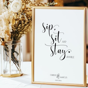 Sip And Be Seated Sign, Sip And Be Seated Wedding Sign, Sign Template, Sip and seated wedding sign, Sip and be seated wedding sign MN