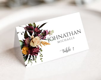 Wildflower Place Cards | Floral Place Card Template | Wedding Table Name Card | Wedding Place Cards Template CM162 MDO | BHO