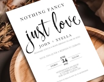 Nothing Fancy Just Love Wedding Invitation, Were Eloping Reception Invitation, Elope Invitation Mobile, Elope Invitation Ceremony