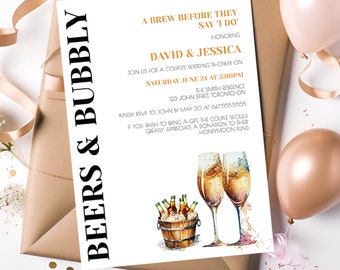 Wedding Shower Brewery Invite | Bridal Shower Invite | Bridal Shower Invitation Template | Love is brewing | Brews before I do's