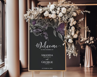 Black wedding gothic welcome sign, Halloween Wedding Welcome Sign Template, Til Death Do Us Part Welcome Sign, Reception, Gothic Wedding HW