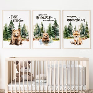 Nursery Wall Art Boys Outdoorsy Decor, Camping Prints, Kids Room Art, Adventure Wall Decor, Nature Themed Art, bear, woodland animals