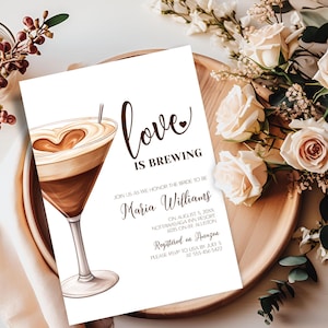 Espresso martini bridal shower invites, Bridal shower invites coffee, bridal shower invite coffee, Love is brewing bridal shower invite