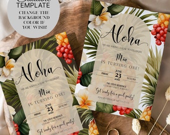 Printable Invitations Pineapple, luau invitation, template, Birthday Invitations, Aloha Party, digital, Aloha Baby Invites, tropical PA