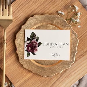 Dark Moody Wedding | Wedding Seating Cards | Gothic Wedding Place Cards Template | Minimal Wedding Place Cards Template | CM161 MD