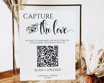 QR Code for Photo Sharing Wedding | QR Code Sign Wedding Photos | Photo Sharing wedding sign | Capture the love qr code wedding card MN