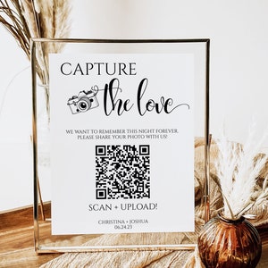 QR Code for Photo Sharing Wedding | QR Code Sign Wedding Photos | Photo Sharing wedding sign | Capture the love qr code wedding card MN