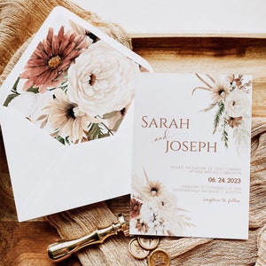 Wedding Invitation Template Download Boho Terracotta, Terracotta Wedding Invitation set, Terracotta floral invite, Wedding Invitation BH