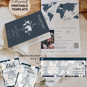 Printable Passport Wedding Invitation Template DIY, Passport Wedding destination invitation printable , Boarding Pass Wedding Passport PP