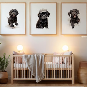 black golden doodle nursery art, nursery print wall art goldendoodle, Golden Doodle Art Print, golden doodle nursery art, cute dog art print