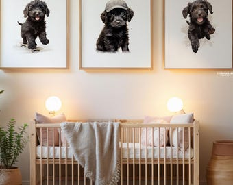 black golden doodle art nursery, Goldendoodle Prints For Nursery, nursery print wall art goldendoodle, boy nursery wall art dogs