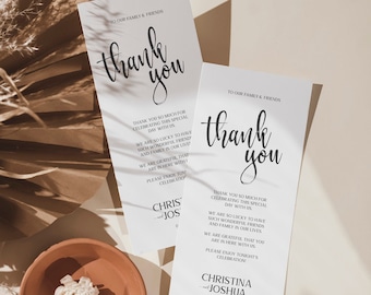 thank you notes for wedding plate | Wedding guest thank you notes | Wedding Thank You Note template | Minimalist Wedding Thank You Card MN