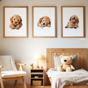 boy with goldendoodle nursery print, vintage golden doodle print, Goldendoodle Art Print, Nursery wall Decor, Puppy Goldendoodle Wall Decor
